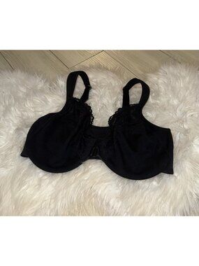 DELIMIRA W657A Front Closure Bra Lace Trim Unlined Underwire Womens 36E Black